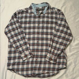 Orvis Men's Casual Blue & Red Plaid Button Up Shirt Jacket Heavy Weight Size XL